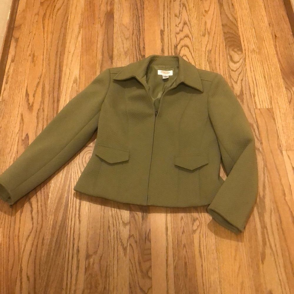 TALBOTS petites pea green fitted jacket